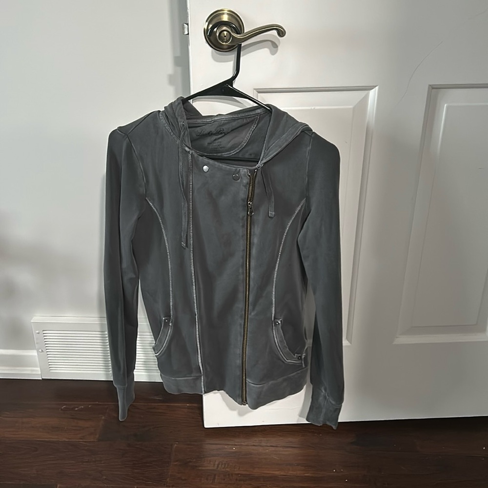 Lucky Brand Gray Hooded Sweatshirt Jacket- Size S- Great Condition
